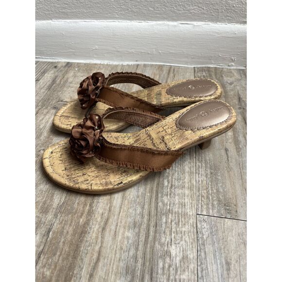 Lindsay Phillips Kitten Heel Size 8 Brown Y2K SwitchFlops Floral - Picture 3 of 12